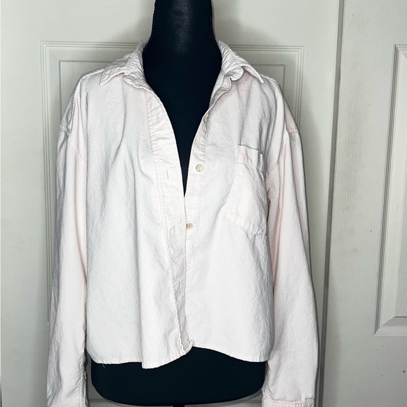 Urban Outfitters Light Pink Button-Up Lightweight Corduroy Shirt / Shacket, Lg - Picture 1 of 5